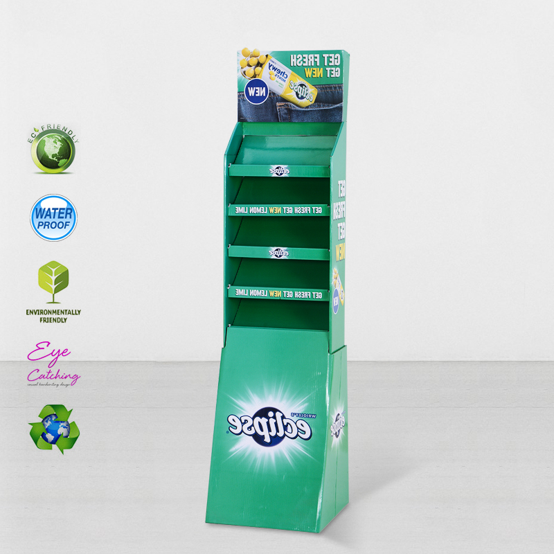 StairGlossy UV Printing  Step Corrugated Cardboard Product Stands