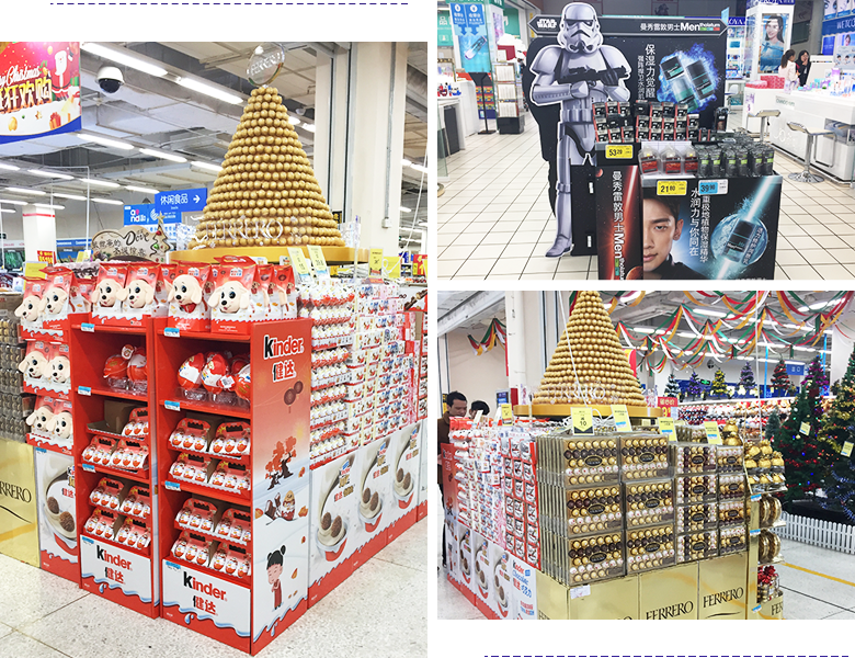 supermarkets countertop retail cardboard display boxes CAI YI JIE Brand