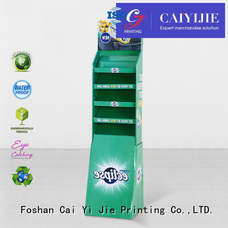 CAI YI JIE glossy cardboard product display stands uv for promotion