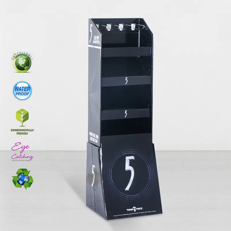 Cardboard Floor Display Stands With Peg Hooks For Marketing Sale