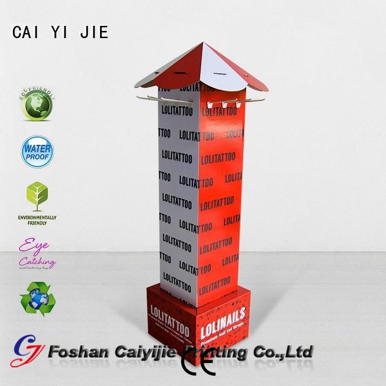 CAI YI JIE full color cardboard free standing display units hook stands for phone accessories