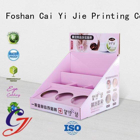 Hot custom cardboard counter displays chain printed stands CAI YI JIE Brand