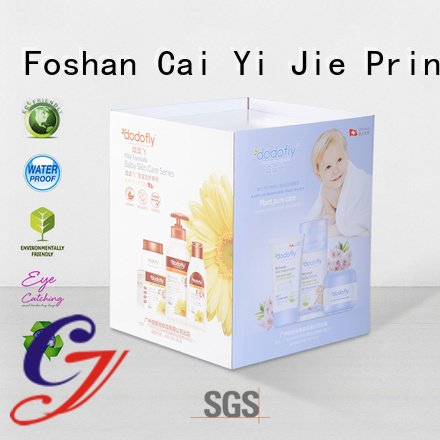CAI YI JIE color printing header cardboard dump bins for retail easy