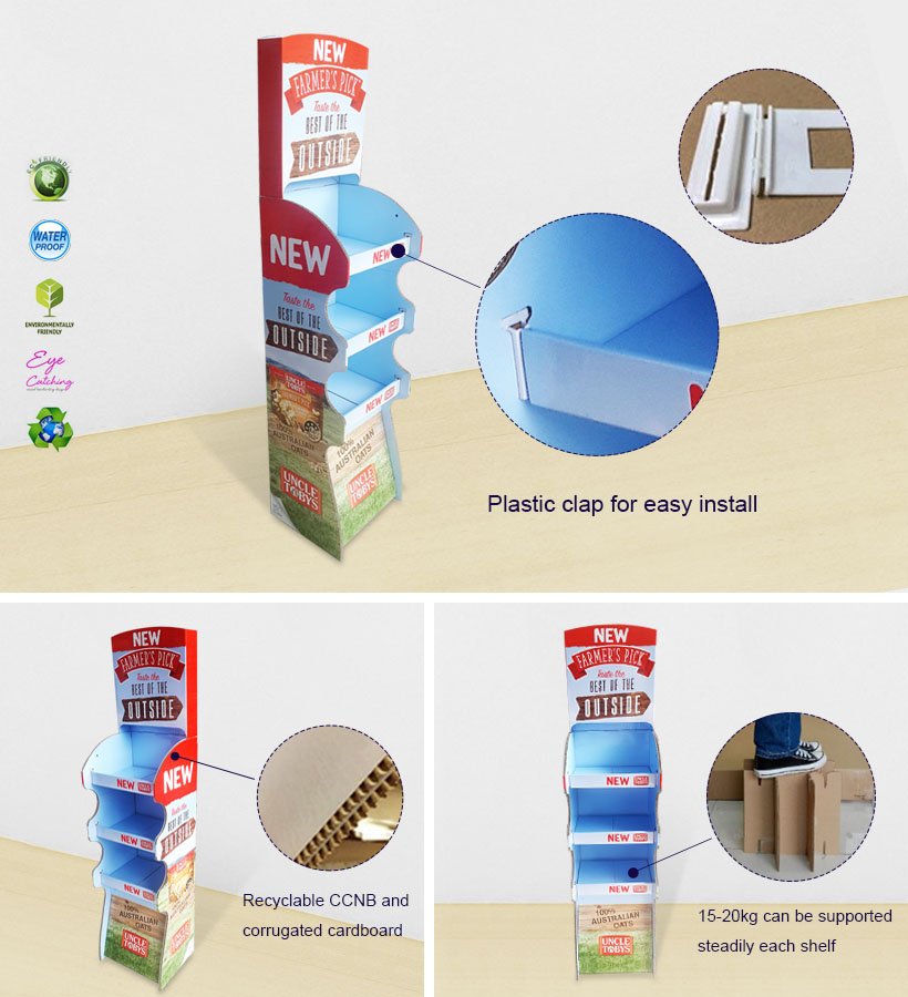 4 Shelves Cardboard Display Stand for Cosmetics Products