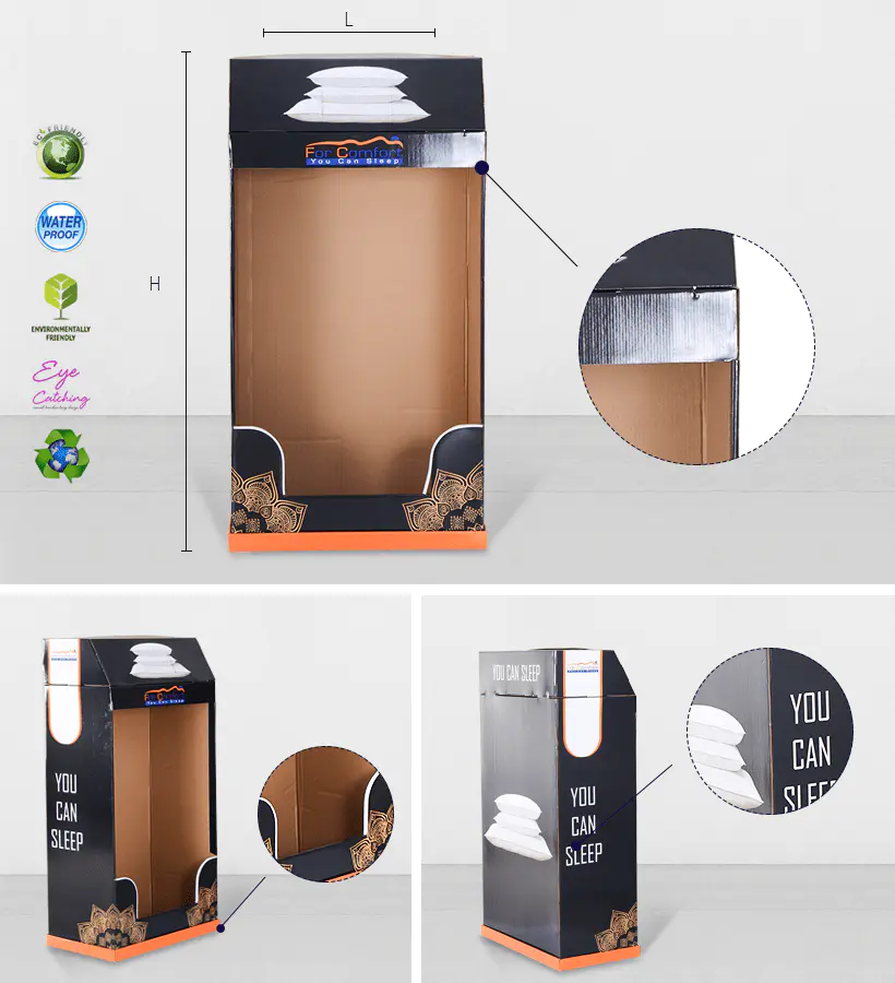 stand cardboard product display dumpbin CAI YI JIE