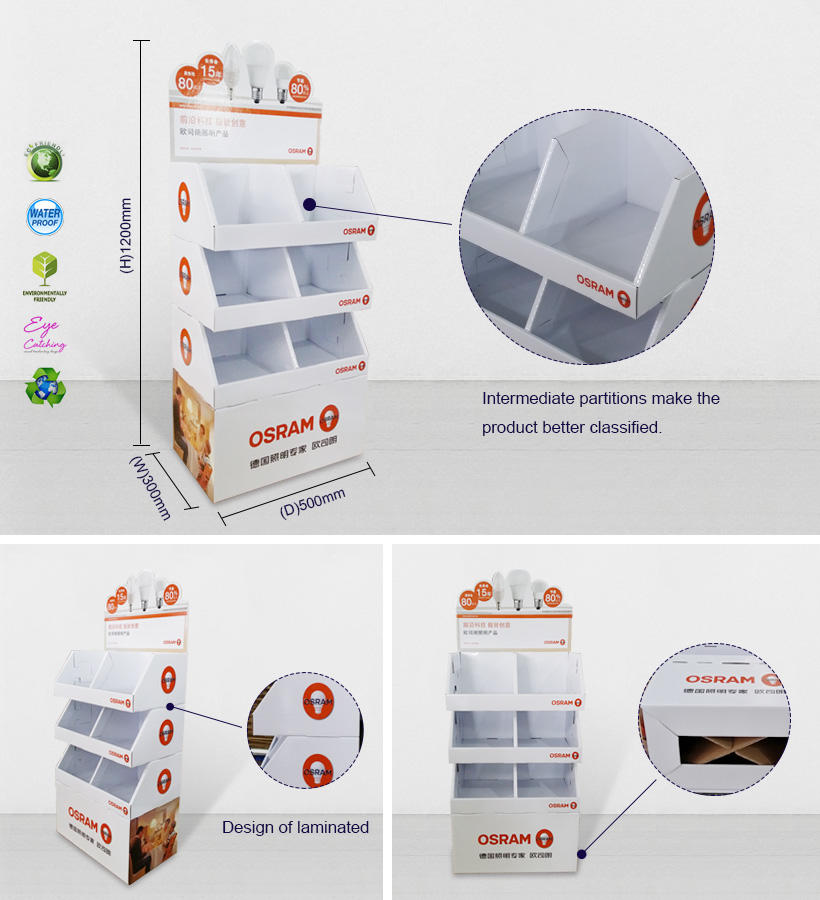 CAI YI JIE retail cardboard pop displays rack for foods
