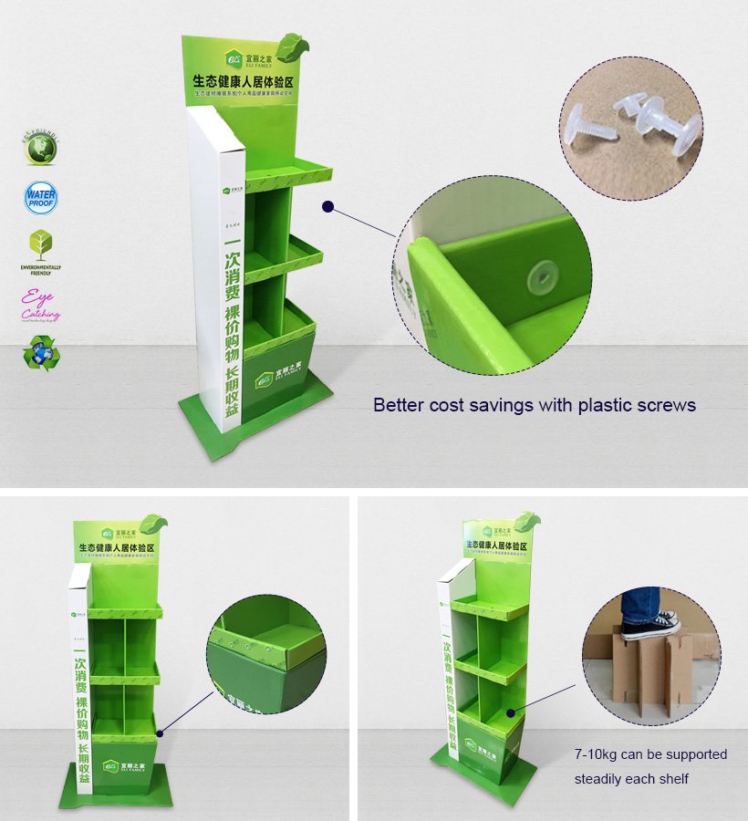 4 Shelves Cardboard Display Stand for Cosmetics Products