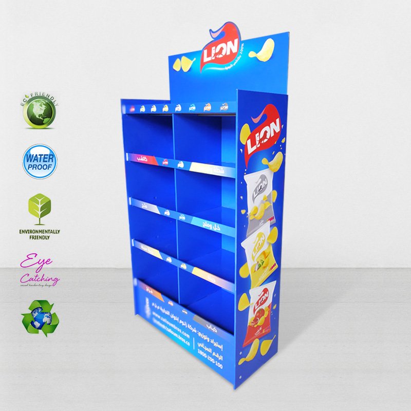 CAI YI JIE 8 Grids Floor Display Stand For Lion Chip For Chain Store Cardboard Floor Display image7