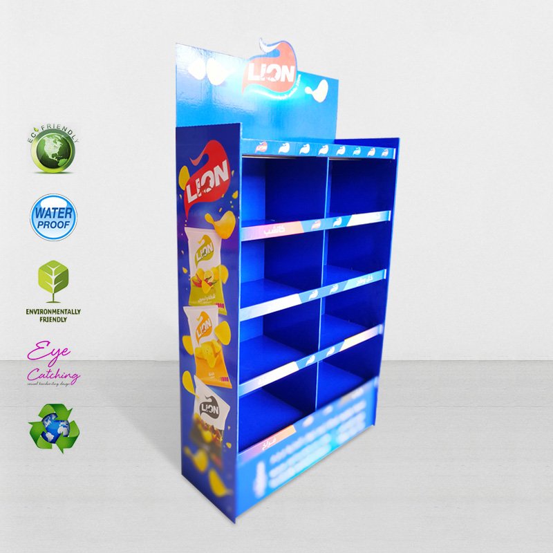 CAI YI JIE 8 Grids Floor Display Stand For Lion Chip For Chain Store Cardboard Floor Display image7