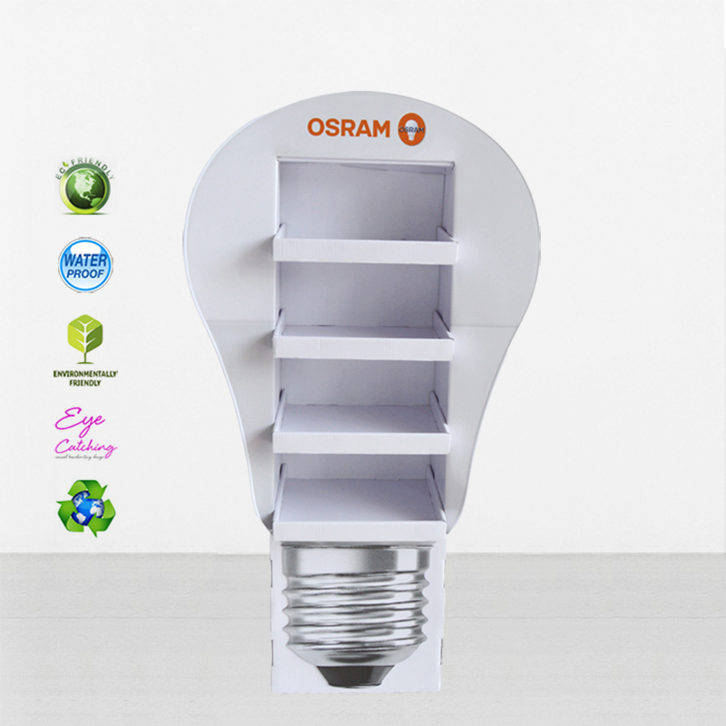 OSRAM Lamp Shape Cardboard Display Rack With 4 Tiers Electronic LED Lights Shelf For Promotion-4