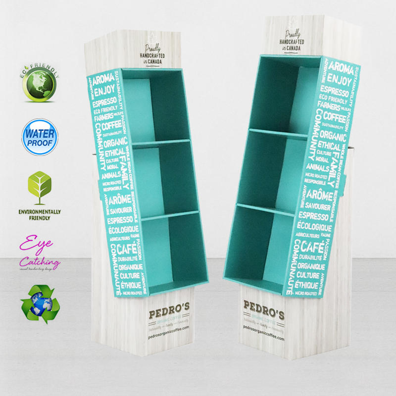 Creative Cardboard Floor Display Stand Unit For Coffee Promotion At Chain Store