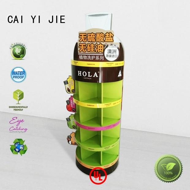 CAI YI JIE stainless tube cardboard pop up displays stair for cosmetics