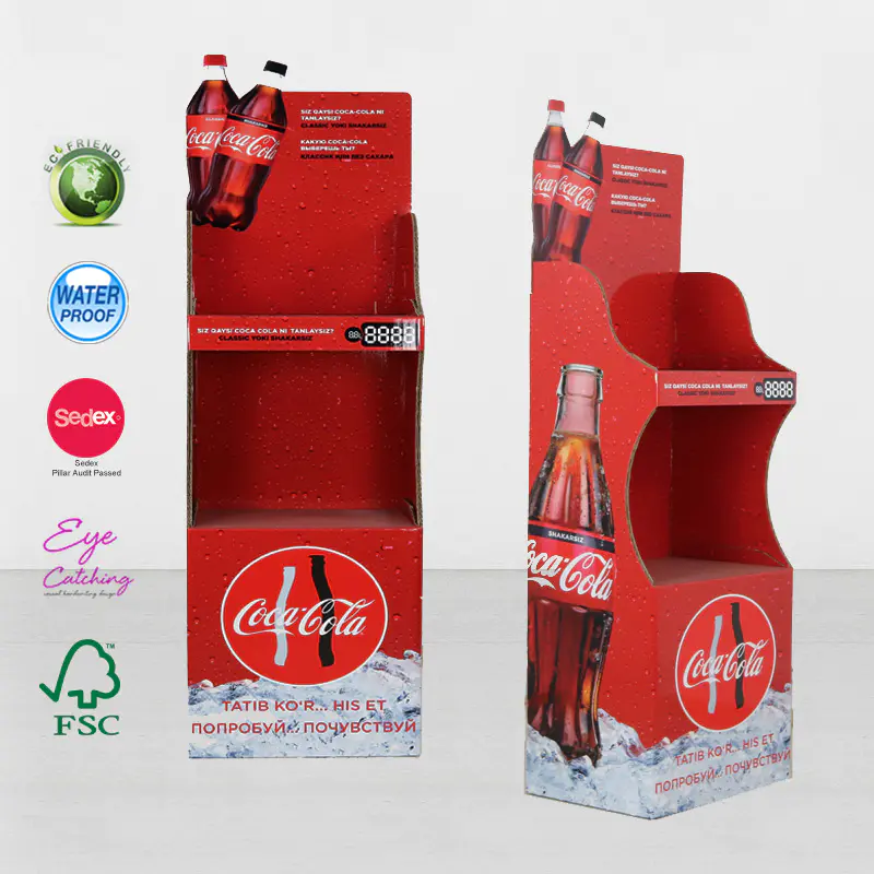 Customized Point Of Purchase Retail Cardboard Display Stand For Beverage Drinking