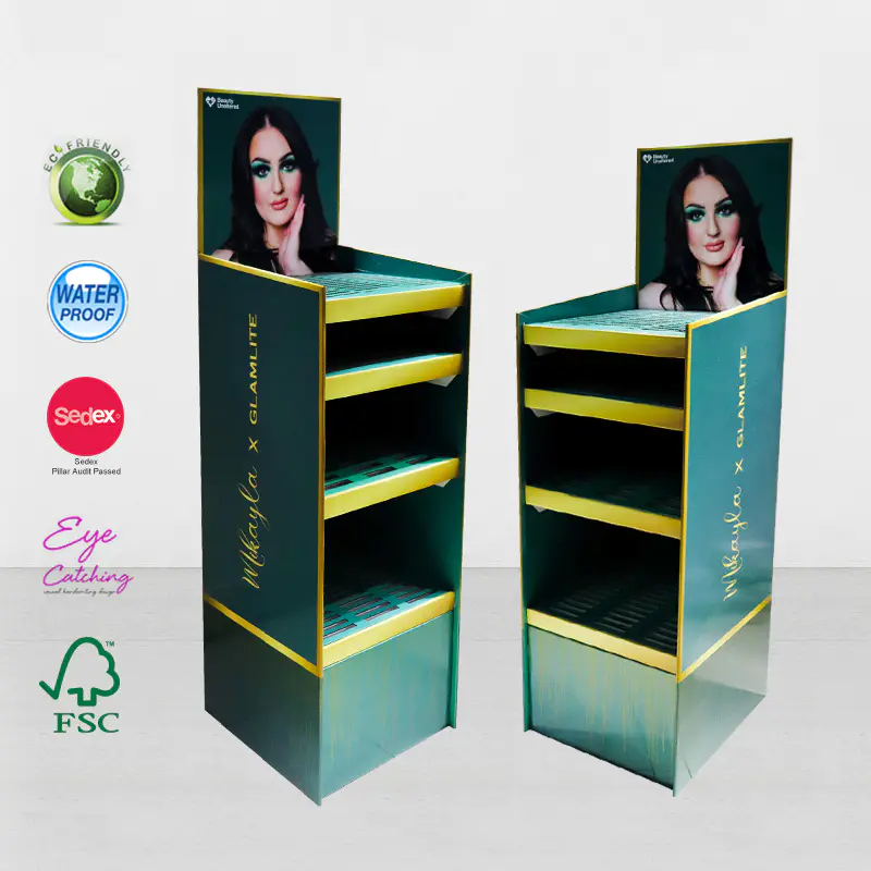 Cardboard Point Of Sale POS Display Stand For Cosmetic Skin Care Beauty