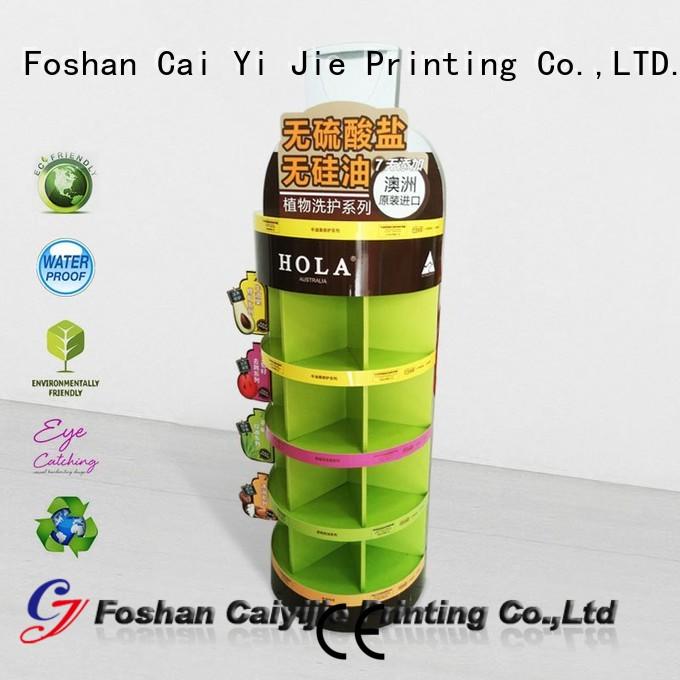 CAI YI JIE stainless tube custom cardboard display stands printing for cosmetics