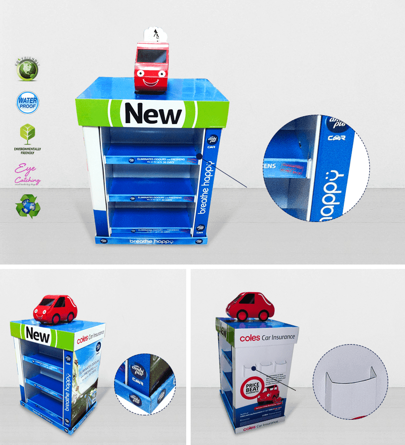 Mobile Square Cardboard Display Stands For Advertising