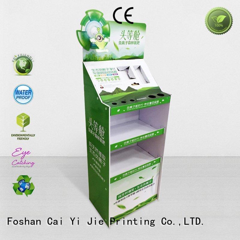 CAI YI JIE stainless tube cardboard floor display stands stair for paper shelf