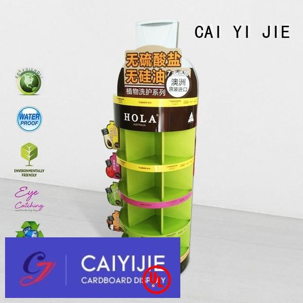 CAI YI JIE stainless tube cardboard floor display stands pop for promotion
