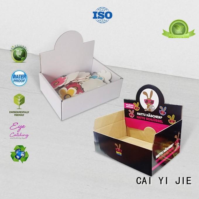 commodity cardboard counter display trays factory price for supermarkets CAI YI JIE
