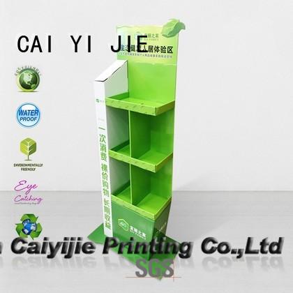 retai step cardboard greeting card display stand chain CAI YI JIE company